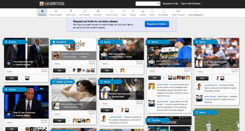 Screenshot of Learnist home page